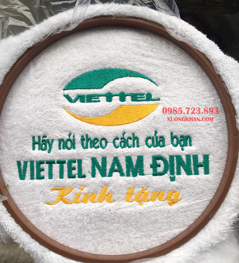 Khăn bông quà tặng thêu Logo Viettel cao cấp
